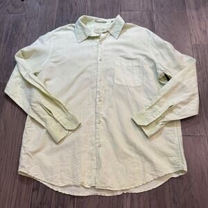 Tasso Elba Island‎ Men's XL Button Down Shirt 55% Linen 45% Cotton Light Green